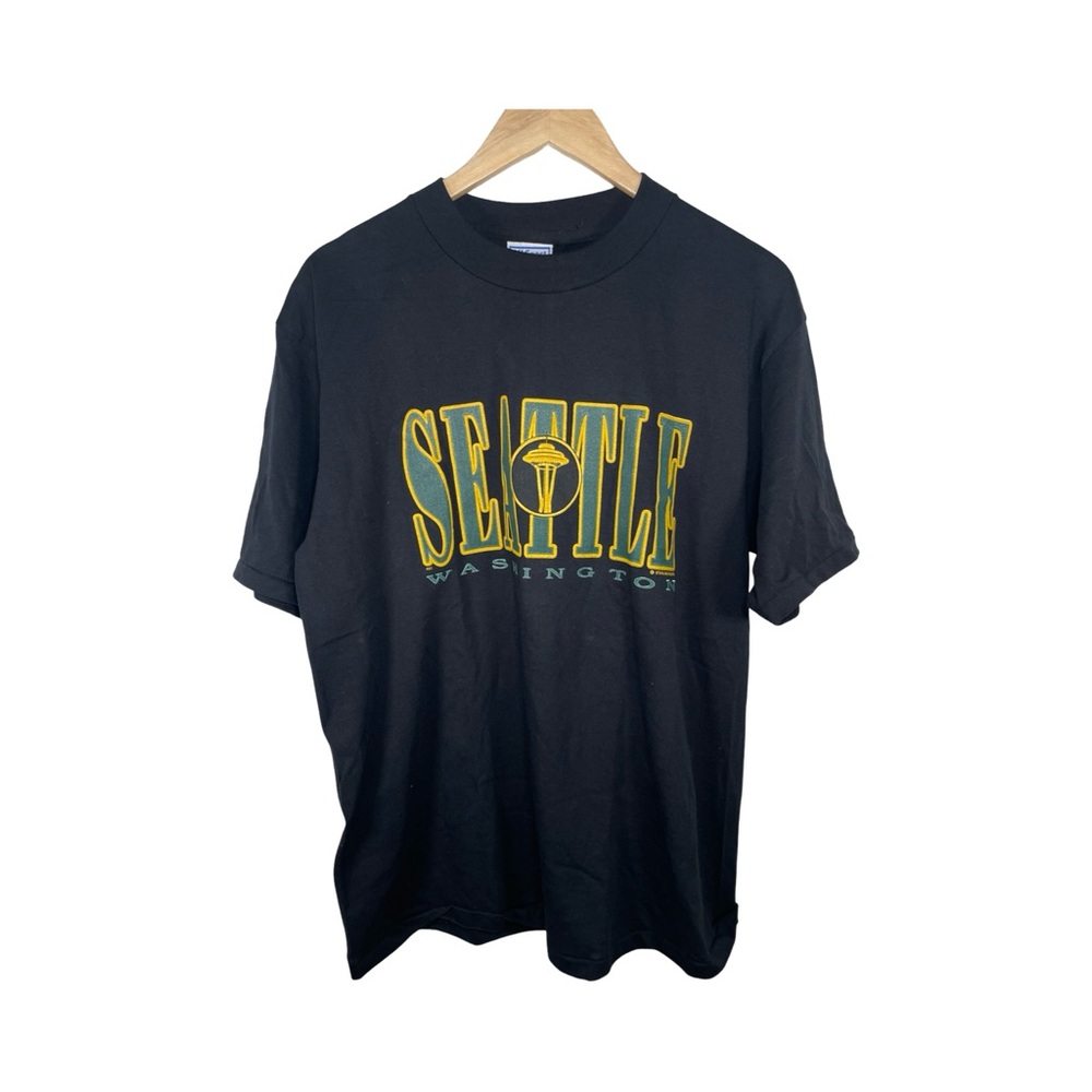 Seattle vintage single stitch Graphic Black T-Shirt